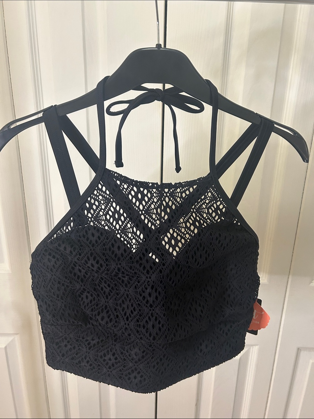 NWT Torrid Black Crochet Halter Bikini Top SZ 00